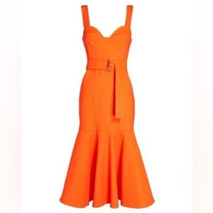 🔥🔥🔥NEW A.L.C Sabrina Belted Linen Orange Dress In Shock